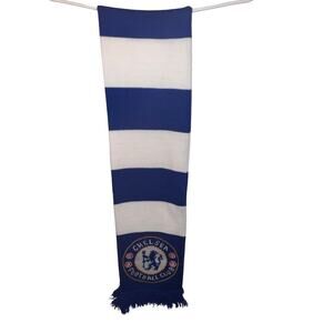Chelsea football club bar scarfed 54”Lx 7”W blue white stripe blue fringe ￼